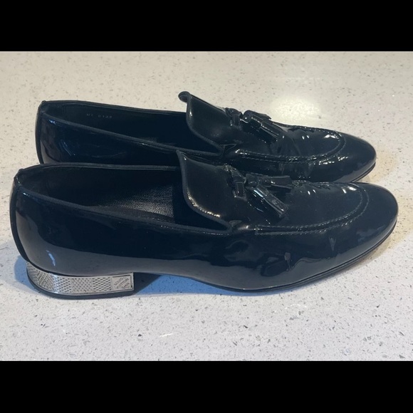 Louis Vuitton Black Patent Leather damier heel Loafers - Picture 2 of 11